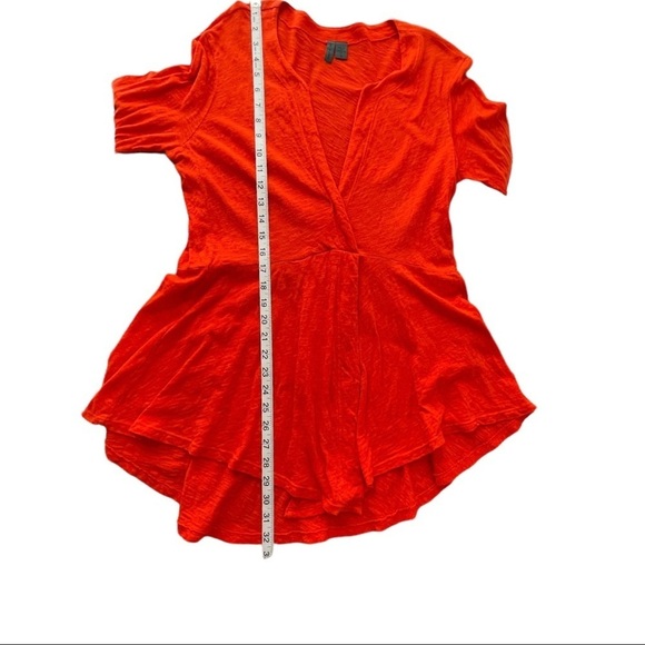 Anthropologie Left of Center Blood Orange Faux Wrap Slub Draped Hem Top - Sz M - Picture 13 of 16